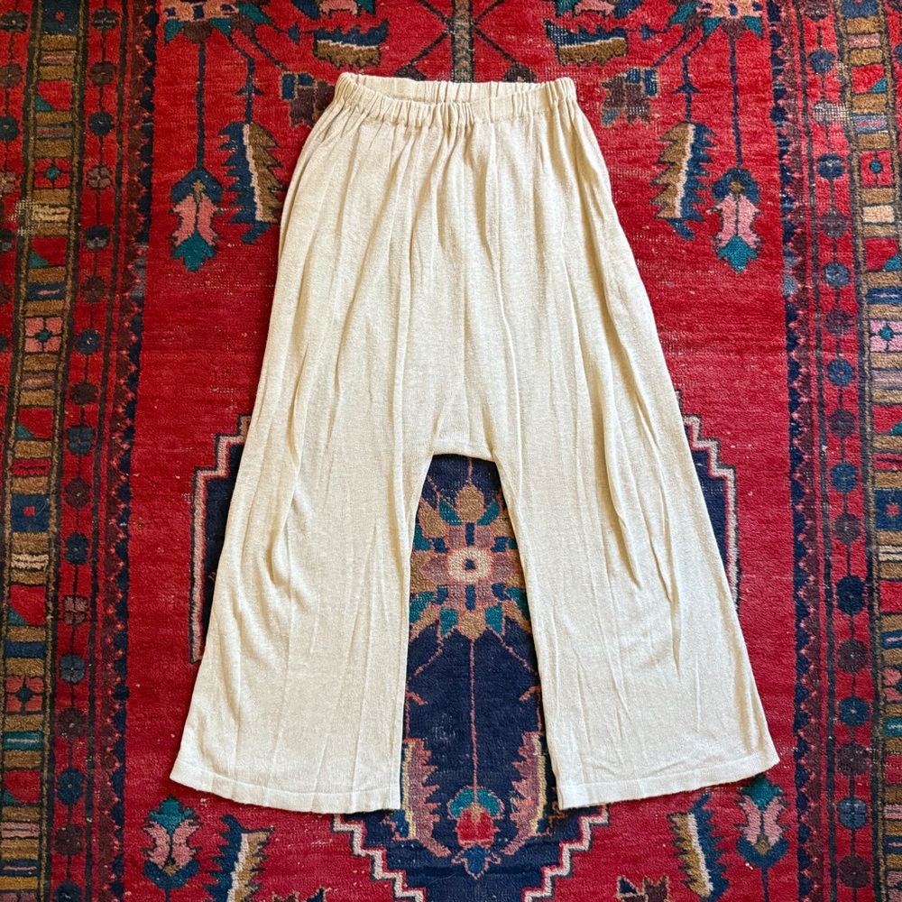 Lauren Manoogian Cream Cropped Wide-Leg Pants